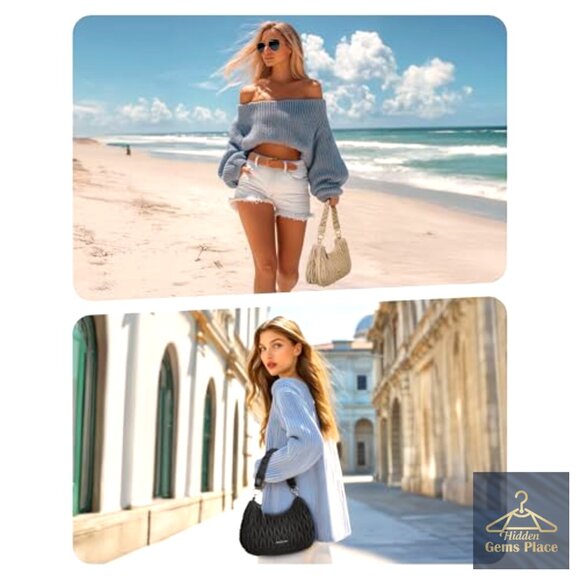 Lightweight Quilted Puffer Hobo Crossbody Bag with Adjustable Strap - Picture 3 of 7